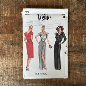 Vogue Sewing Pattern 7979 Retro Feminine Wrap Top StraightSkirt 80s Glam 8 UNCUT